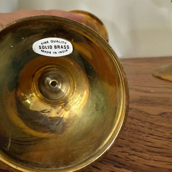 Vintage Solid Brass Wine Goblets Made In India Set Of 2 - Picture 4 of 8